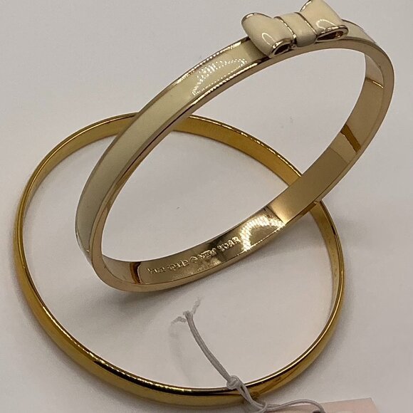 Kate Spade New York TAKE A BOW Gold & Cream/Idiom Gold-Tone Bangle Brace… - Picture 1 of 10
